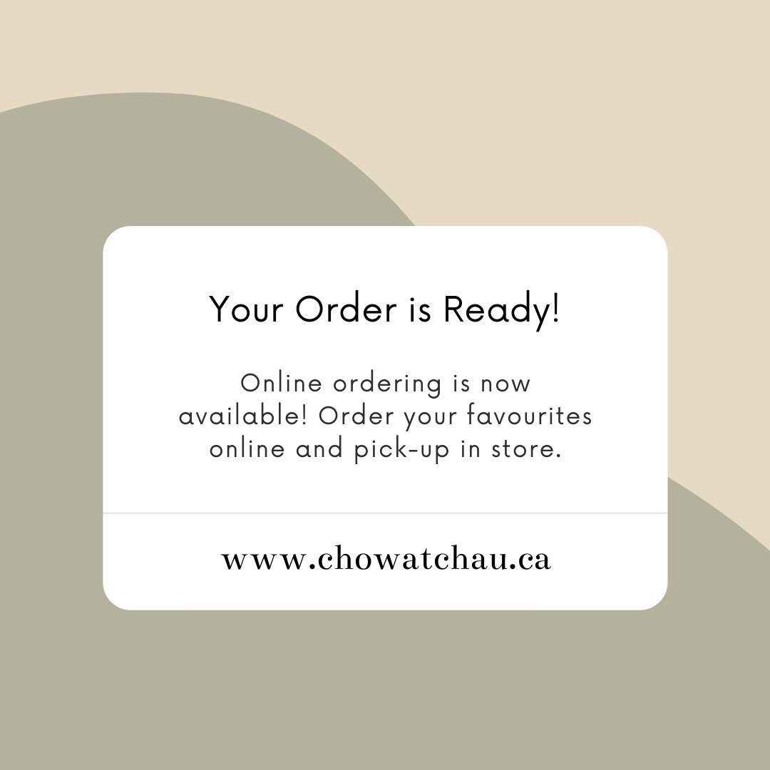 ONLINE ORDERING NOW AVAILABLE 🙌 Head over to our website (link in bio) to order your favourites for pick-up at our East Vancouver location. ⁠
⁠
Yes, that includes our Signature Coconut Shakes too! 🤤⁠
👉 chowatchau.ca ⁠