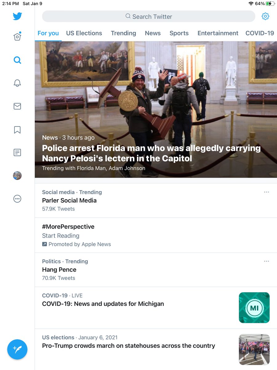 cosmoksmom's tweet photo. Was he”allegedly” carrying Nancy Pelosi’s lecture?? #ViaGetty https://t.co/mDNgNWfXkC