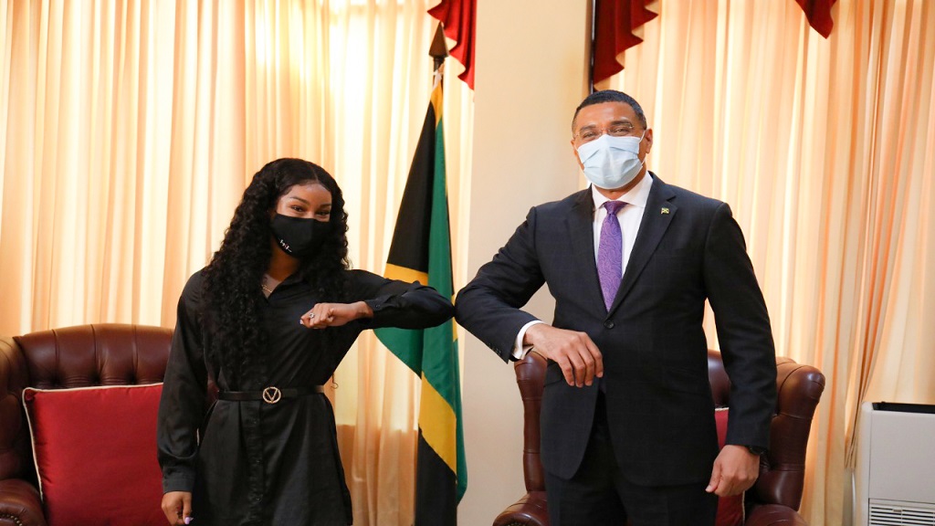Briana Williams visits Prime Minister Andrew Holness