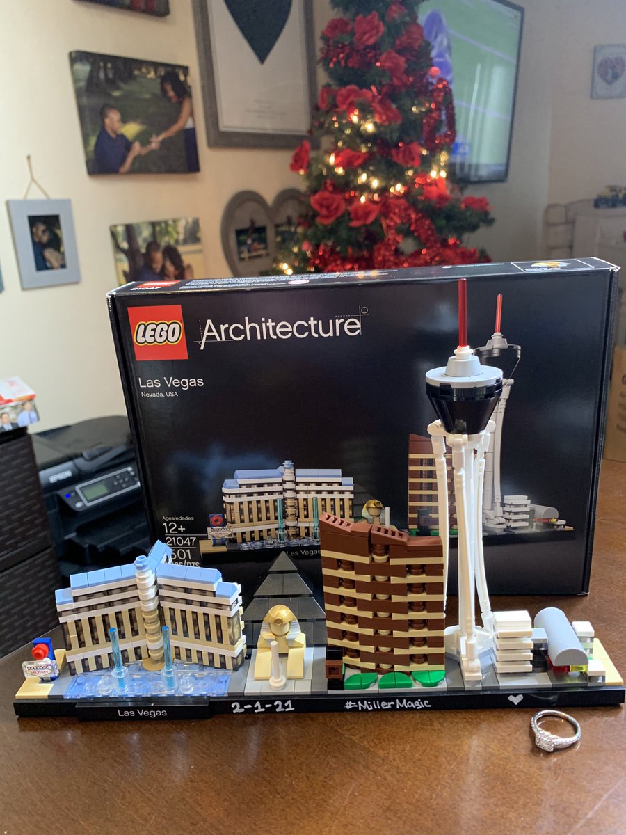 _MagicalTeacher's tweet photo. In honor of the count down to our wedding, I built the Las Vegas Strip! Our venue is next to the Stratosphere so in my mind it’s the little white building where the heart and my engagement ring are! ❤️ 💍
@LEGO_Group
#MillerMagic
#WeddingCountDown
#FlipThatW https://t.co/F7KtVDJlej