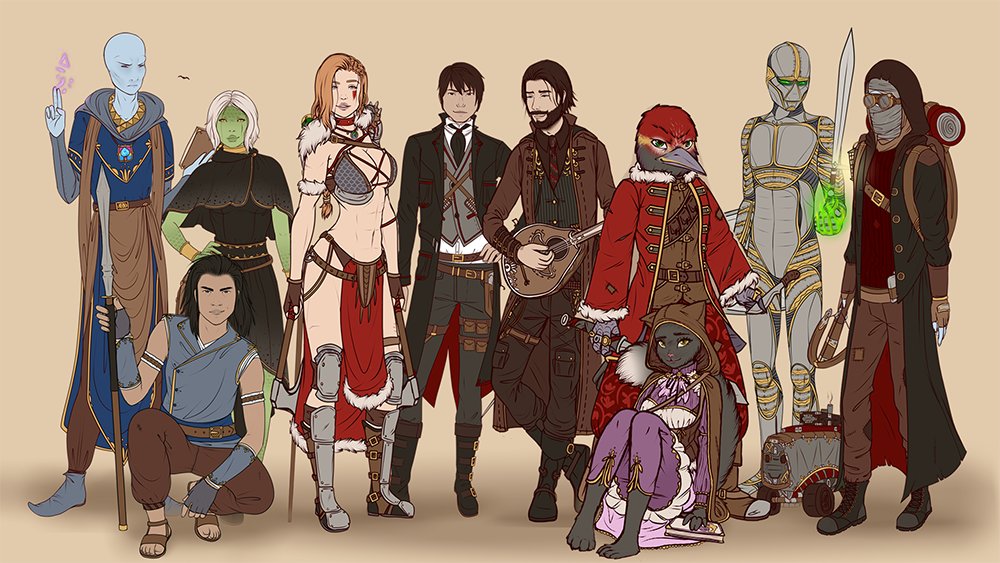 Cesca__x's tweet photo. The sketch of a D&amp;D group that commissioned me vs the sketch I draw for my D&amp;D group #DnD https://t.co/aN2J5uryLO