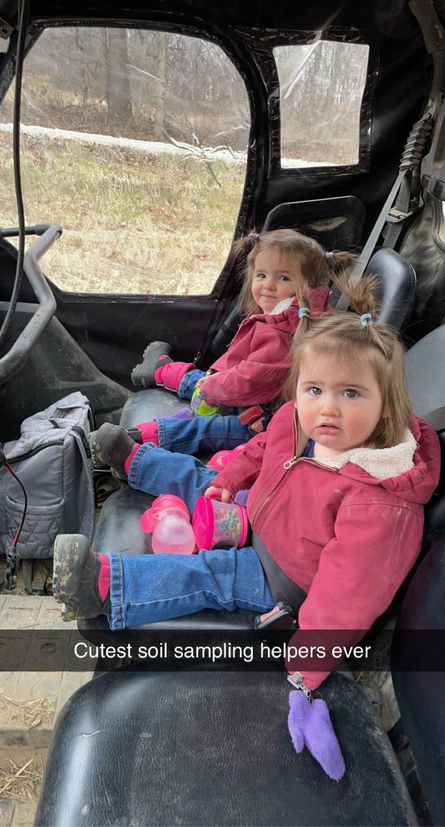 ryancattlefarm's tweet photo. Cutest soil sampling helpers ever! They get to hang out with dad and ride in the side by side. Happy girls! #twinlife #girldad #farming @JessiAub https://t.co/d9tpZVPFuk