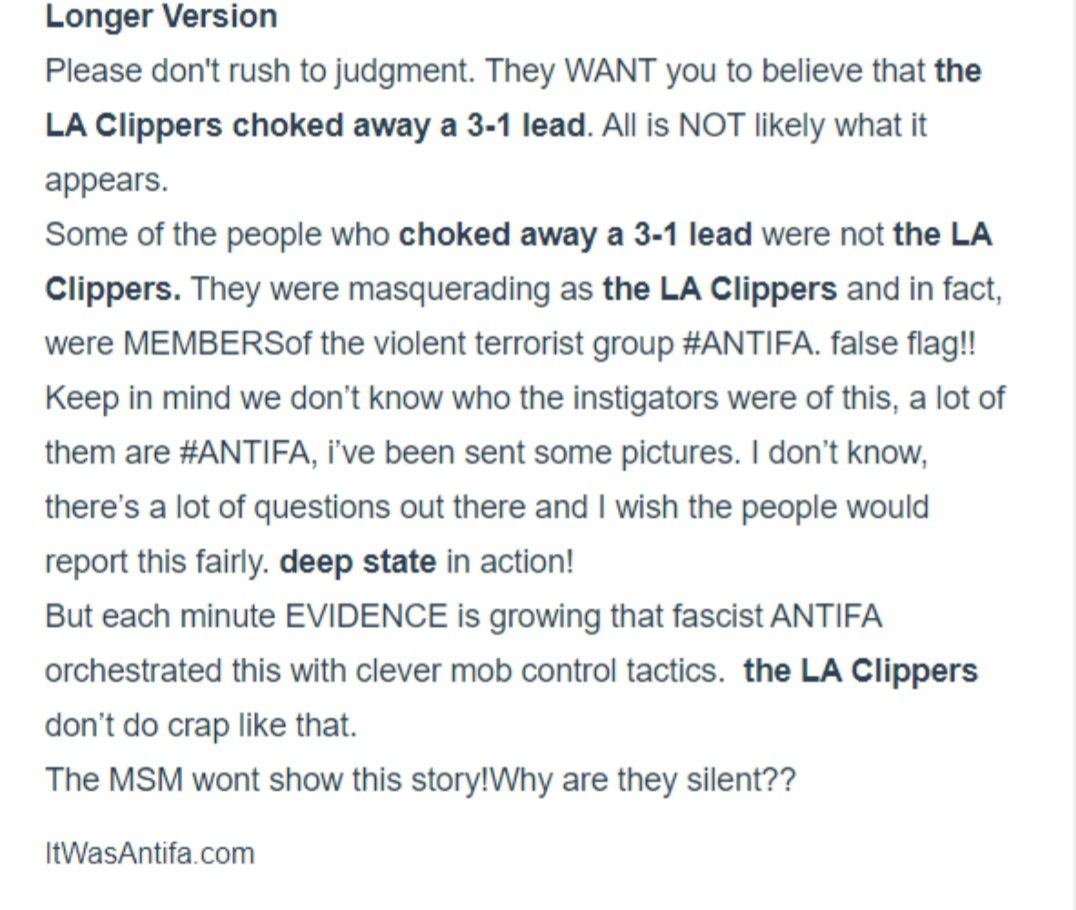 Farbod_E's tweet photo. You wanna know why the Clippers keep blowing leads.... it's because of Antifa. 

(I don't know who made this but I love it) https://t.co/5XU2TuMwY6