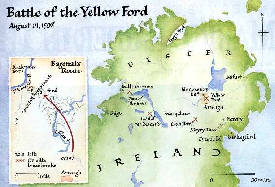 was mortally wounded by O'Neill's forces during Battle of the Yellow Ford in 1598! The marriage is a major theme in Brian Friels play “Making History”.The castle has had many owners over the centuries: the Catholic Lady Warren (Jenet Finglas), was vehemently anti-English; (4/6)