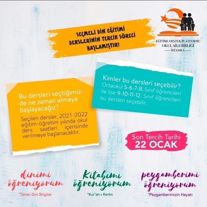 edpkartal's tweet photo. Seçmeli Din Eğitimi Derslerinin seçme süreci başlamıştır. 
➡️Kur'an-ı Kerim
➡️Temel Dinî Bilgiler
➡️ Peygamberimizin Hayatı

❗Son tercih tarihi 22 Ocak 2021 https://t.co/QFt106zXO6