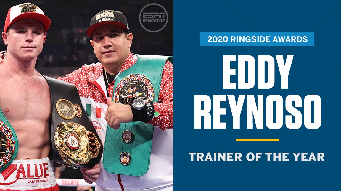 ESPNRingside's tweet image. Eddy Reynoso has been voted the Ringside Trainer of the Year for 2020 🏆