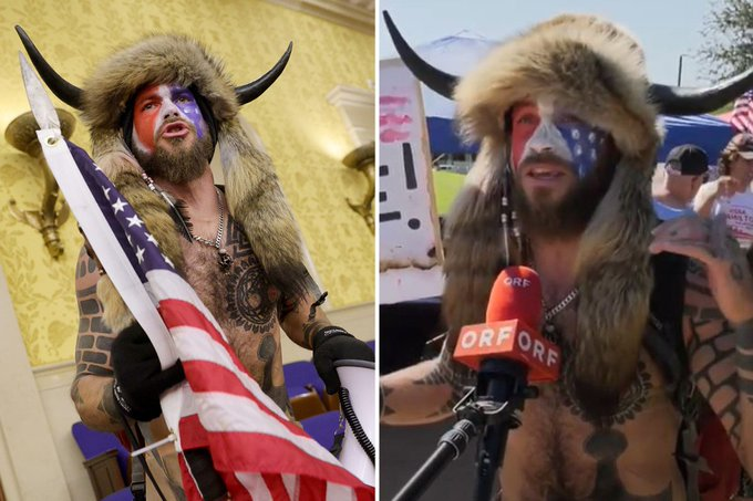 ARRESTED: Jacob Anthony Chansley, 33, also known as Jake Angeli, a longtime QAnon supporter from Arizona. He called the police before his arrest to confess. Charges include violent entry, disorderly conduct.  https://www.nbcwashington.com/news/local/capitol-rioter-seen-in-horned-hat-carrying-spear-arrested-us-attorney/2535850/