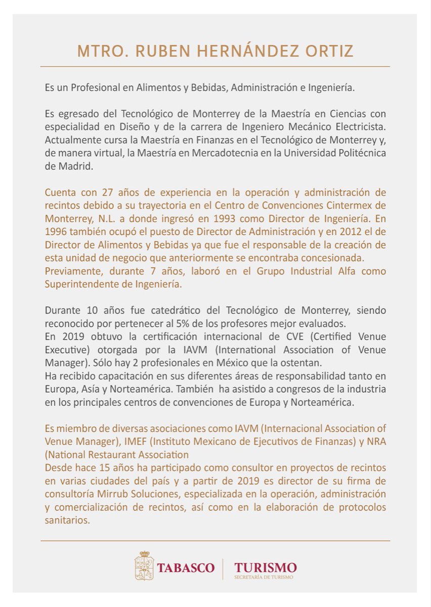 Turismo_Tabasco's tweet photo. 🔶️La importancia de los alimentos y bebidas en congresos y convenciones🔶️

Este viernes 15 de enero a las 5pm. te invitamos a charlar con el Mtro. Rubén Hernández Ortiz.

Regístrate ahora en #Zoom en https://t.co/EhLGKCoD7E o sigue la transmisión en https://t.co/ntoWnyRLhw https://t.co/yk2bn03Q8f