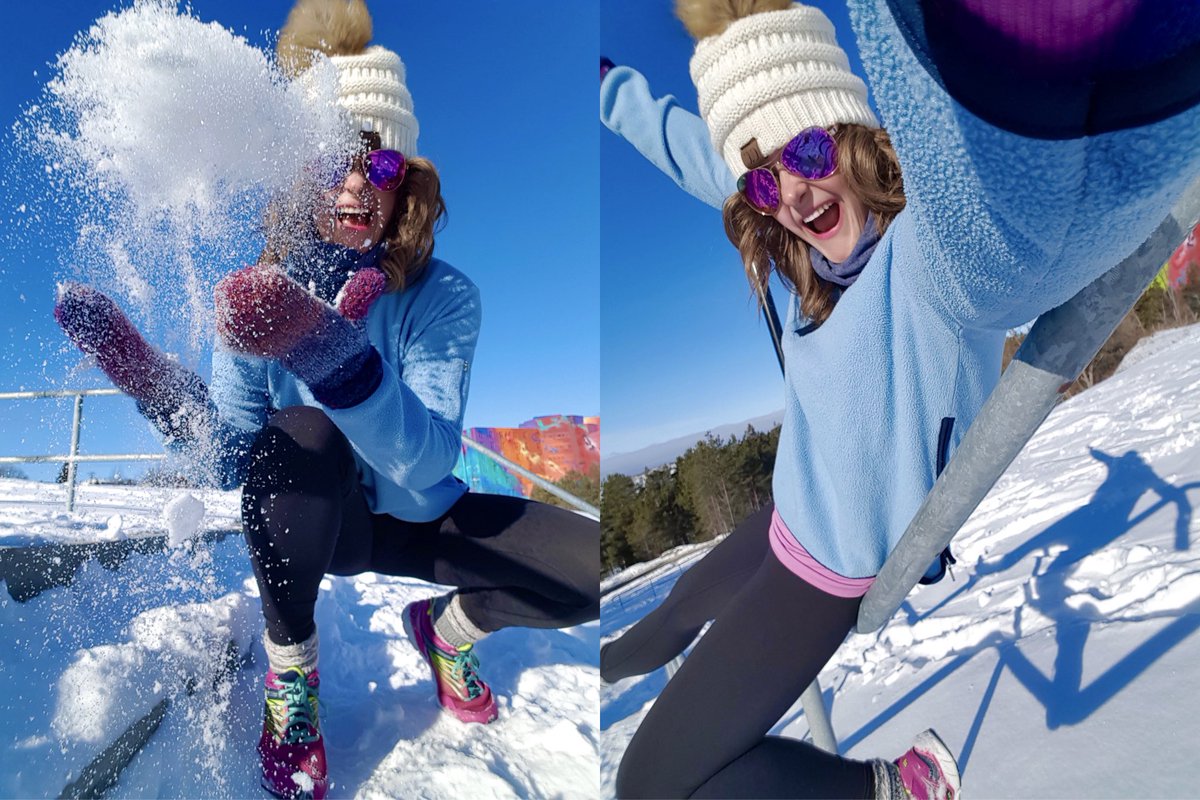 HeyItsMeMissJT's tweet photo. If your workouts aren't fun, then what's the point??! Poof, there it is! Taking full advantage of a sunny day! #TakeItFromThisActiveCat #ProTips #WinterGirl #OutdoorFitness #TheFitLife #GoWithTheSnow #SaturdayStuff #GetOutside #MadeToMove #StepsAndReps #WinterCardio ❄️💜☀️☃️ https://t.co/gVp1CPnEWD