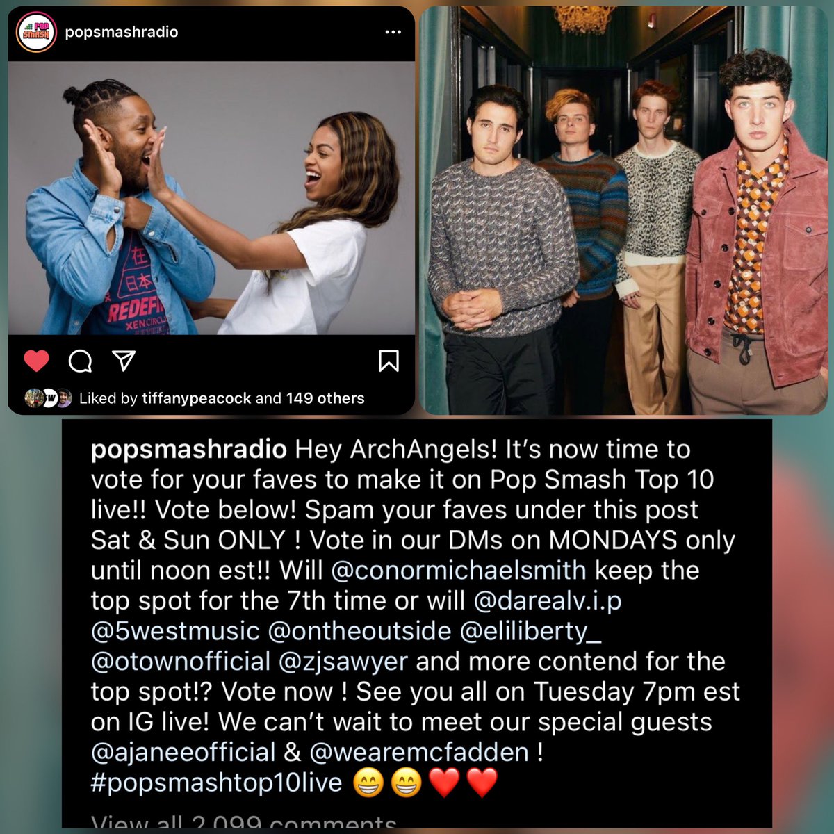 5WESTGeorgia's tweet photo. #Westies ๐จ Time to VOTE @5WESTMUSIC โ5Wโ #LastTime for @popsmashradio #Top10 countdown! #5WEST #PopSmash #band #music #Saturday #Sunday #Monday #DM #Comment #instastory https://t.co/y7PNI8h9Q3