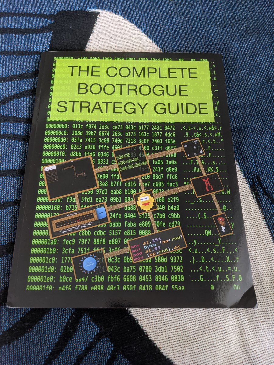 travisgoodspeed's tweet photo. This book by @XlogicX explains @nanochess's boot sector Rogue game, with one full page per 32-bit word of the original binary!  Does any other reverse engineering book approach that ratio? https://t.co/2f17e3CZWu