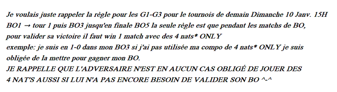 Juste un rappel des r&egrave;gles pour le tournois de demain 15H 🤪 sur la cha&icirc;ne de @sheisou  @Acn0va @Flowrilege<a href="/tag/summonerswar"class="tags"><span>#summonerswar</span></a><a href="/tag/tournois"class="tags"><span>#tournois</span></a>
