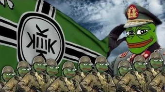 Lenin27746786's tweet photo. @IJReilly4 The Kekistani flag originiates as a joke, and is associated with Pepe. Jokes doesn't equal fascist. https://t.co/g7hW1SJhS8