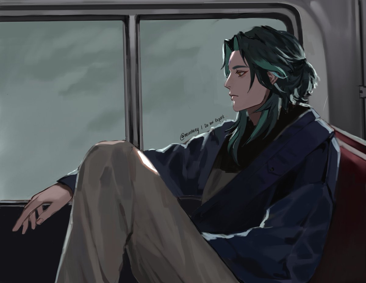 mintaiey's tweet photo. Modern AU Xiao #原神 https://t.co/jcUwlEkUcW