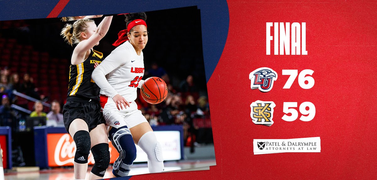 LibertyWBB's tweet photo. Make it 6 wins in a row and a 3-0 start to @ASUNWBB play!

Final score presented by Patel &amp; Dalrymple: https://t.co/wyq4p9TqYM https://t.co/LZHM886vg5