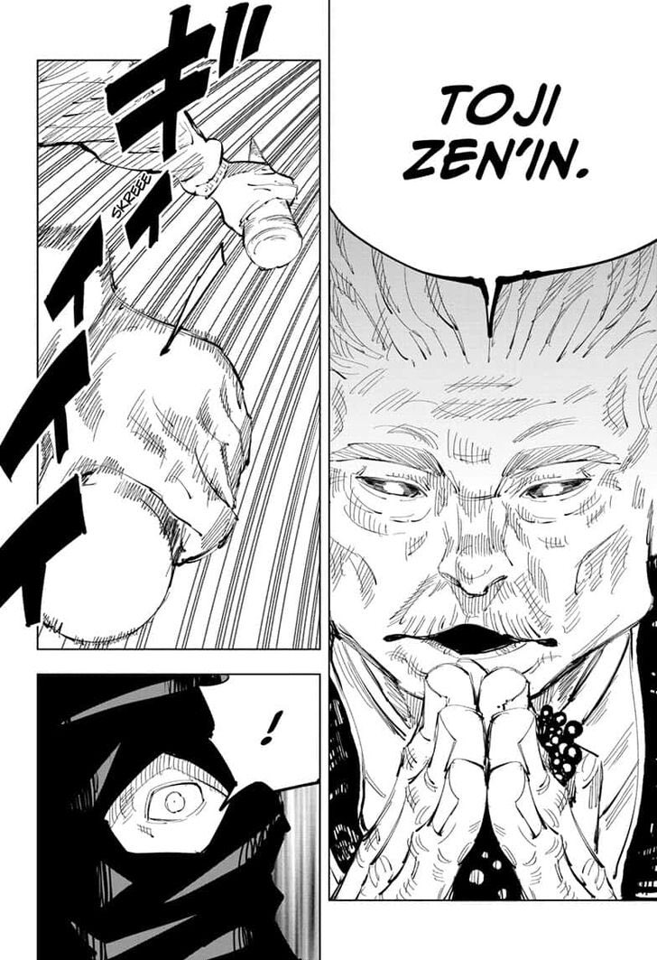 Shibuya Arc: Toji is being summoned by one of the servers holding one of the curtains in Shibuya. One of them transforms into Toji. *Ight so this shit blew my mind cause they they brought back one of the strongest sorcerers*