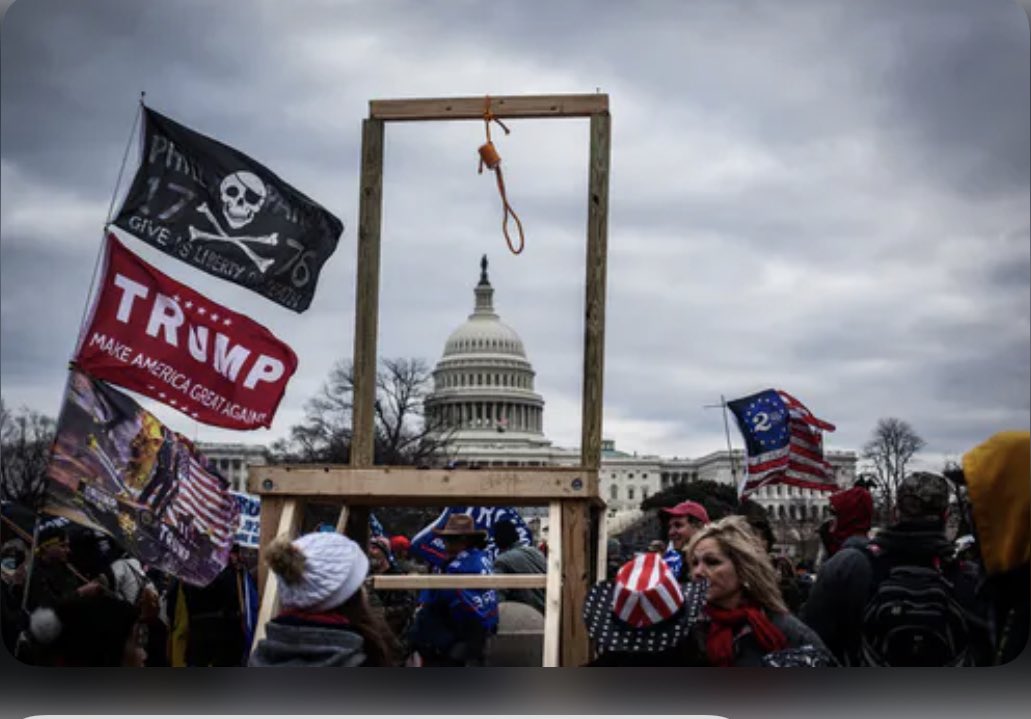 rufusgifford's tweet photo. I’m so haunted by Wednesday. 

They constructed a gallows on the mall and were chanting about executions. Was the plan to follow through? This entire event needs to be investigated like a domestic terror attack. https://t.co/x7xfFbT7L5