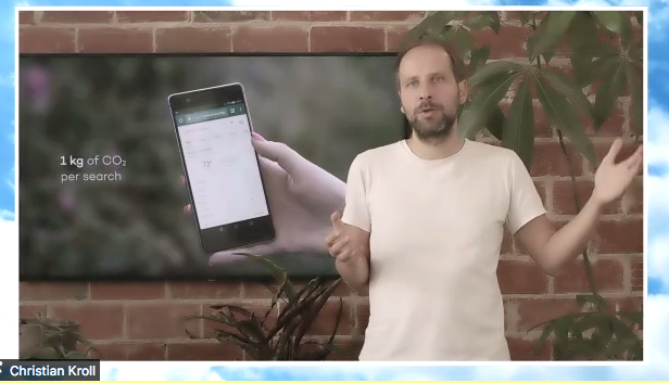 researchtoact's tweet photo. “We are not a sustainable company. We are a regenerative company. We need a regenerative revolution.” - Christian Kroll, CEO of @Ecosia search engine that uses  profits to plant trees. #NCSEDrawdown2021 #ResearchtoAction https://t.co/nWiGeRTURh