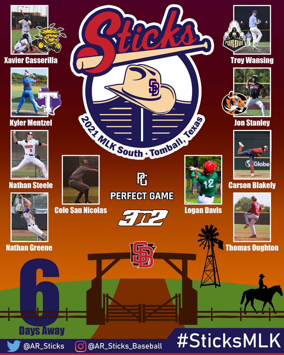 AR_Sticks's tweet photo. The Sticks are excited to bring in the new year 6 days from today at the @PerfectGameUSA MLK South Tournament in Tomball, TX January 15-18, 2021

Over the next week we will highlight each player attending the tournament leading up until our first game

#WhyPlayAnywhereElse https://t.co/GWI0ii8FZK