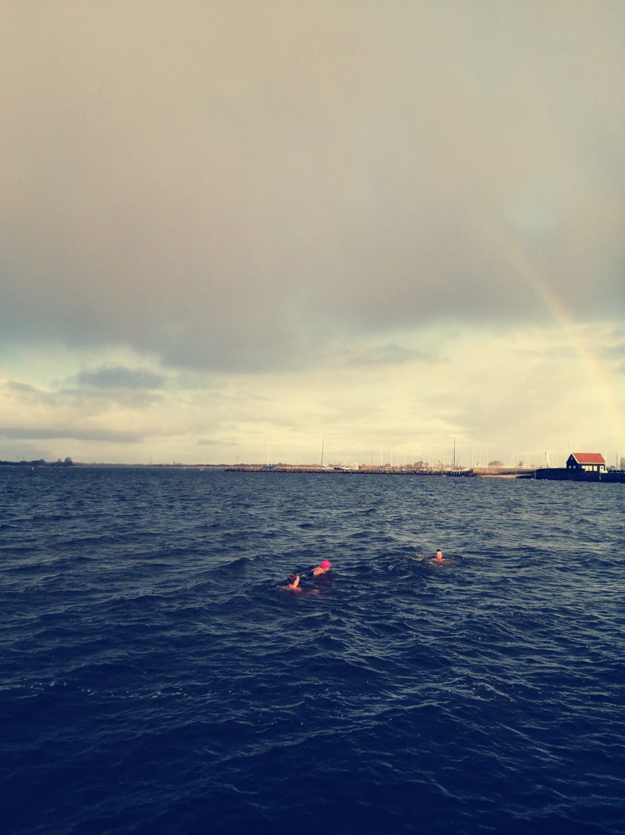 Petra heeft veel gesport vandaag. Onder andere bij Hindeloopen is ze met Hanneke van Driel en Jantsje Haagsma het IJsselmeer ingedoken. Brrr. #thuistriathlon #teamworkum #workum