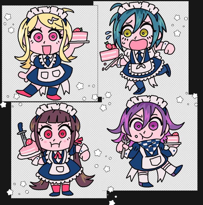 dangan maid cafe...preview of some little standees i'll be making 