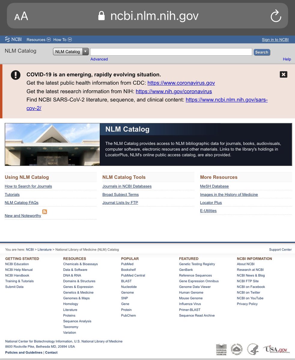 الحين نقطة التأكد من أنها معترف بها في Pubmed ندخل على الرابط التالي  https://www.ncbi.nlm.nih.gov/nlmcatalog/&nbsp;أو من قوقل نبحث عن pubmed nlmونبحث عن المجله اللي نبيها هناك ممكن نستخدم الاسم تبعها أو الرابط أو اسهل حل ISSN دائما استخدمه 