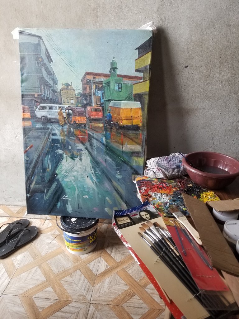 OgbeniJaykay's tweet photo. My first babe in 2021 ♥️
Title: "A rainy day in January"
24X36 inches 
Acrylic on canvas. https://t.co/s4cG9JeqoI