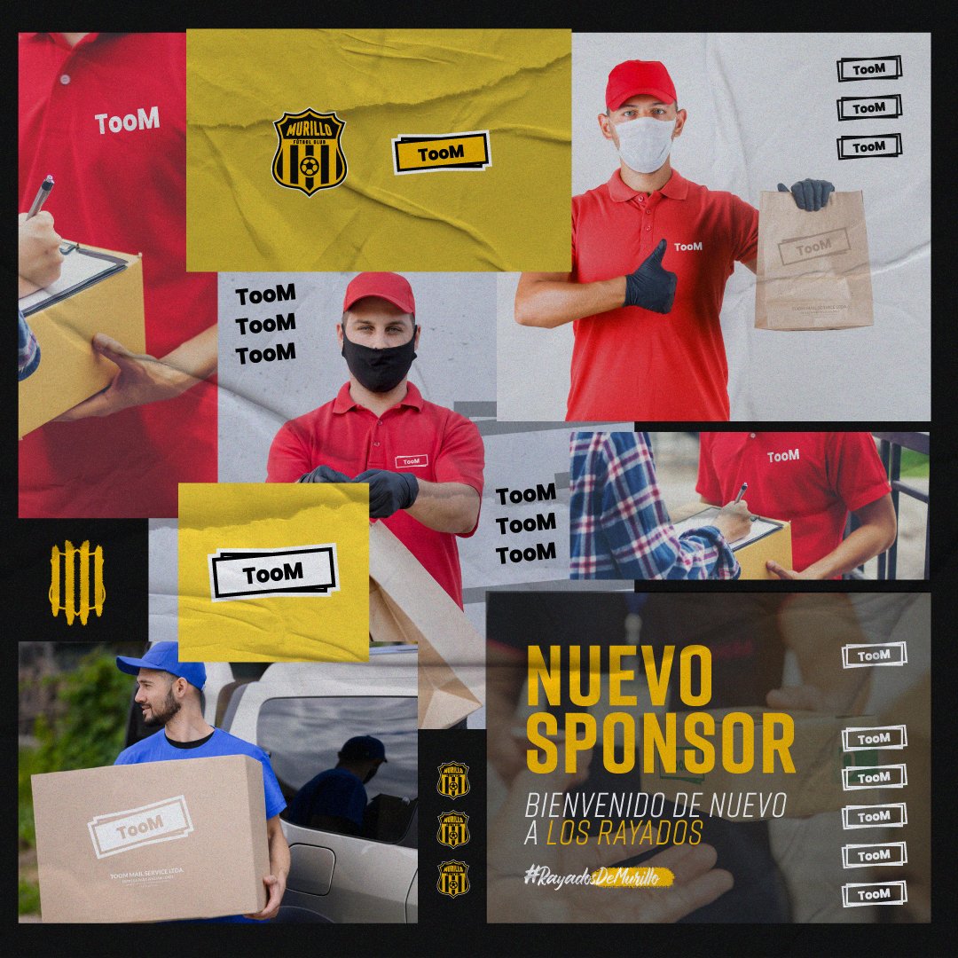 MurilloFC_'s tweet photo. Renovado 📍
💛🖤💛🖤

TooM Mail Service, la compañía más grande de mensajería en Esequibia renueva por una temporada más con nosotros. Será el sponsor principal de nuestra rayada 🔥

#RayadosdeMurillo
#RayadosxSiempre
#DeMurilloParaElMundo https://t.co/1rc7Zem2Wf