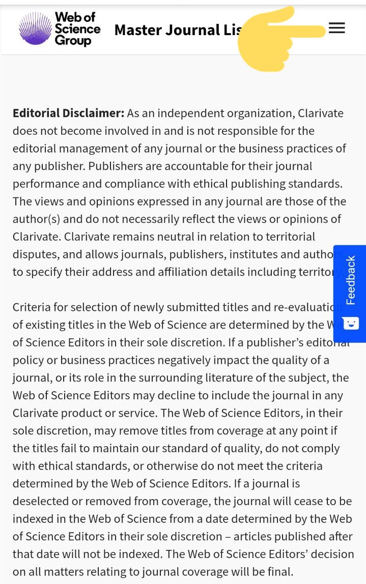 طيب كذا خلصنا من بوبميد الحين آخر حل في بعض المجلات اللي هو ويب اوف ساينس ندخل الرابط التالي  https://mjl.clarivate.com/journal-profile&nbsp;طبعا نحتاج نسوي حساب ونسجل دخول عشان تطلع لنا صفحه البحث