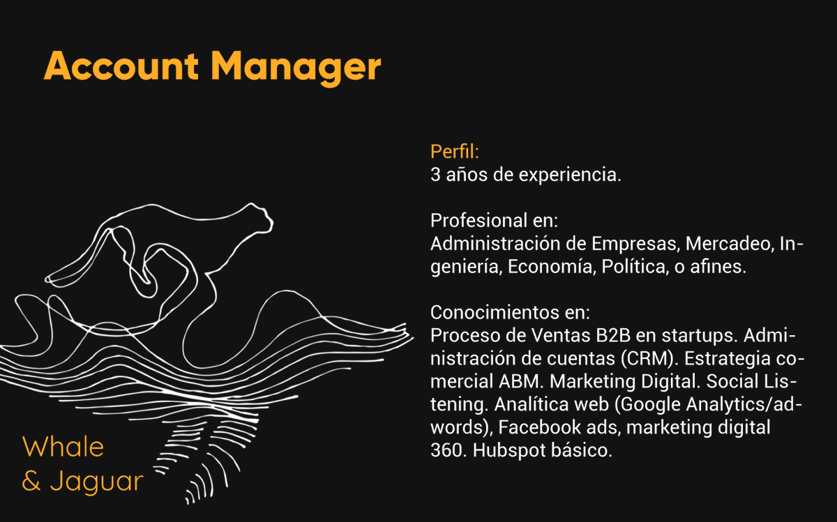 whaleandjaguar_'s tweet photo. En este #2021 #TrabajoSíHay en nuestra manada 🤓 Buscamos #AccountManager, para relacionarse con nuestros clientes, ayudarnos a crecer en ventas, y tener las mejores estrategias de #marketingdigital. Para aplicar, envía el siguiente formulario 👉https://t.co/K0WQGBubTl https://t.co/oLMWdhqwBp