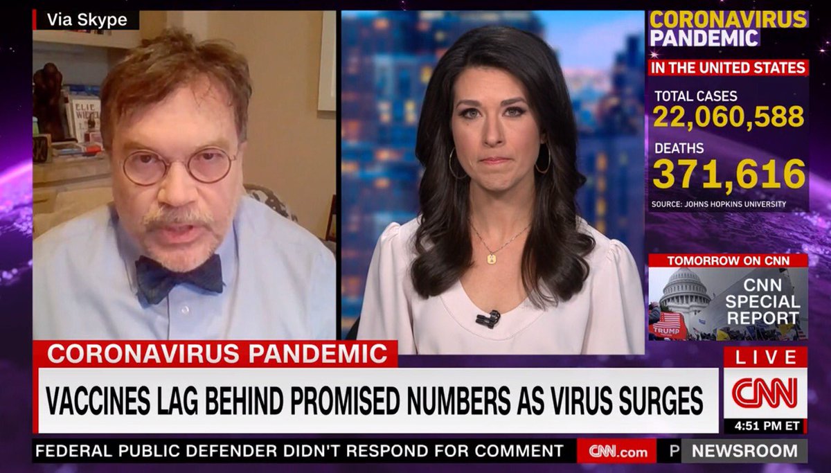 Many thanks ⁦ @AnaCabrera⁩ for hosting me today as we close in on 400,000 American lives lost by the time of the Jan 20 inauguration - equivalent to the number of American GIs who gave their lives for our nation in WWII. Our backs are against the wall...