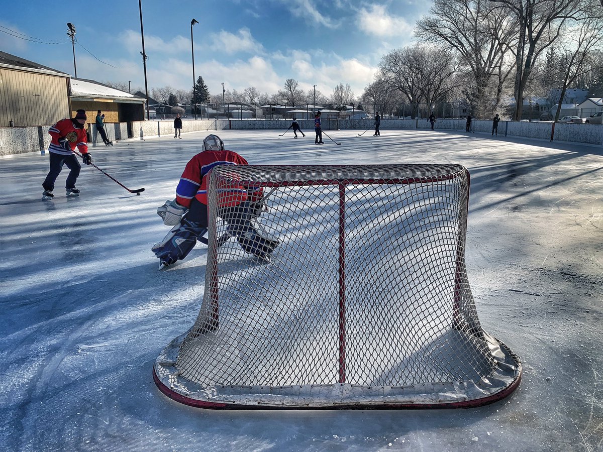 There’s no bigger celebrity in the world than a goalie in full equipment at the outdoor rink on a Saturday afternoon.