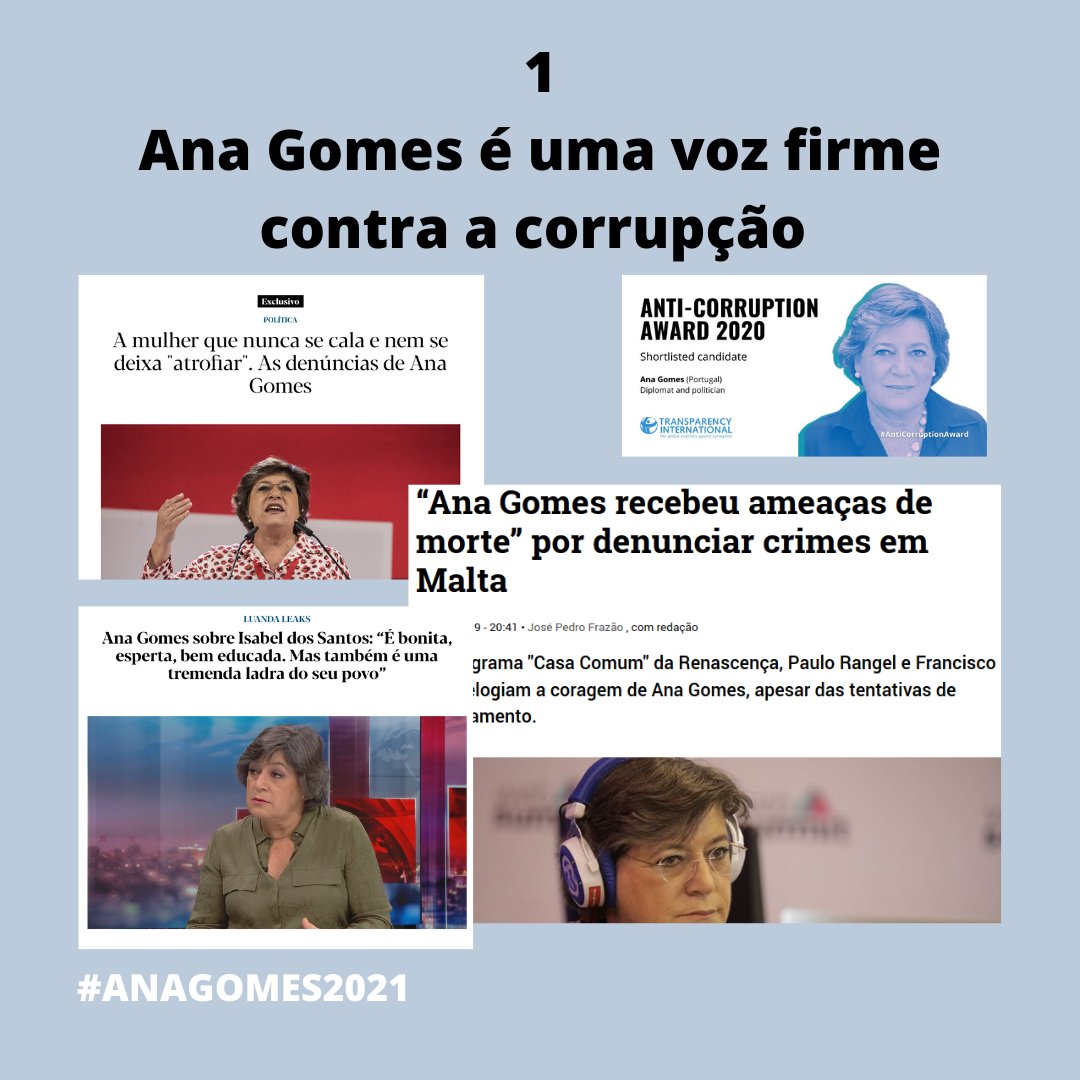 arepublica_'s tweet photo. 🗳８ Razões para votar em @AnaMartinsGomes (THREAD)
👉Ana Gomes é uma voz firme contra a corrupção
#AnaGomes2021 https://t.co/ckm0rke8bi