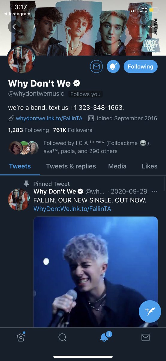 the band account followed 11.08.20