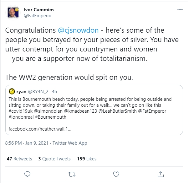 He's REALLY convinced of this.Chris has betrayed the people for some "pieces of silver"!