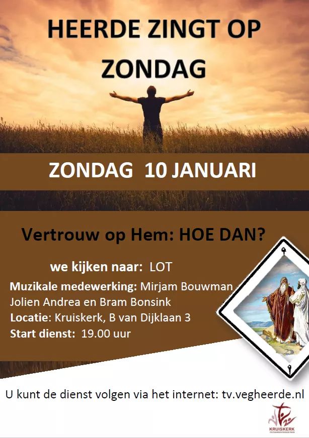 VEGHeerde's tweet photo. Zondag 10 januari #Heerde zingt op zondag om 19.00 uur. Te volgen via https://t.co/sH8HdXeCDT. De bijbelse figuur Lot staat centraal en Mirjam, Jolien en Bram van @SevenMusicNL verzorgen de muzikale medewerking. https://t.co/azQz7cxgyk