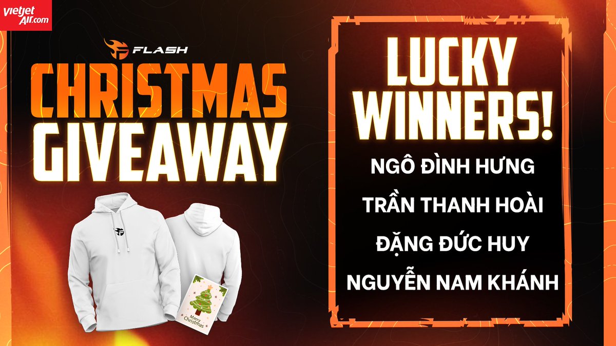 teamflash_gg's tweet photo. Congratulations to our Christmas Giveaway WINNERS!🔥
Enjoy your comfort with our #FlashMerch special hoodies Flazers!🧡
#TeamFlash #MakingGamersHeroes https://t.co/MzMW88ixi1