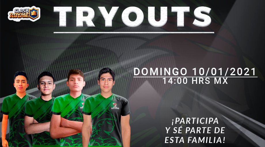 👤Únete a nuestro Equipo !

🏆Top Local MX: #4
♟Top Global: # 26
🥋Competencias en torneos FREE Y DE PAGA.
🕵🏻‍♂️BUSCAMOS JUGADORES CON Ó SIN EXPERIENCIA EN COMPETITIVO!
🤠Ofrecemos: 
*Pagos winrate.
*Diseños
*Elaboramos tu CV
*Ambiente Sano
*Entrenamientos
📩Más inf MD
#ClashRoyale