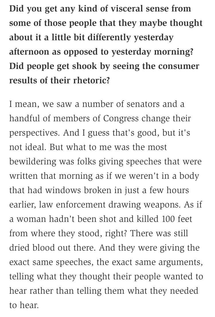 Rep. Peter Meijer (R-Mich.)—the Republican who won the seat previously held by Justin Amash—tells Reason some House Republicans who voted to reject the election results knew they were lying about the election but worried about the safety of their families.  https://reason.com/2021/01/08/amash-successor-peter-meijer-trumps-deceptions-are-rankly-unfit/?amp&__twitter_impression=true