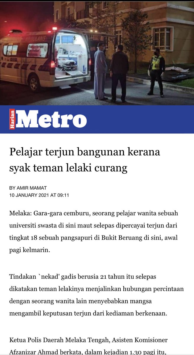 Hari ini kita telah digemparkan dgn kematian 2 pelajar universiti.Kawan, aku taktahu apa yg korang lalui tapi aku just nak korang tahu yg dunia ni sebenarnya indah. Pasangan yg baik itu wujud, masa depan yg cerah itu wujud. Cuma masanya je belum tiba. Tolong lah sabar 