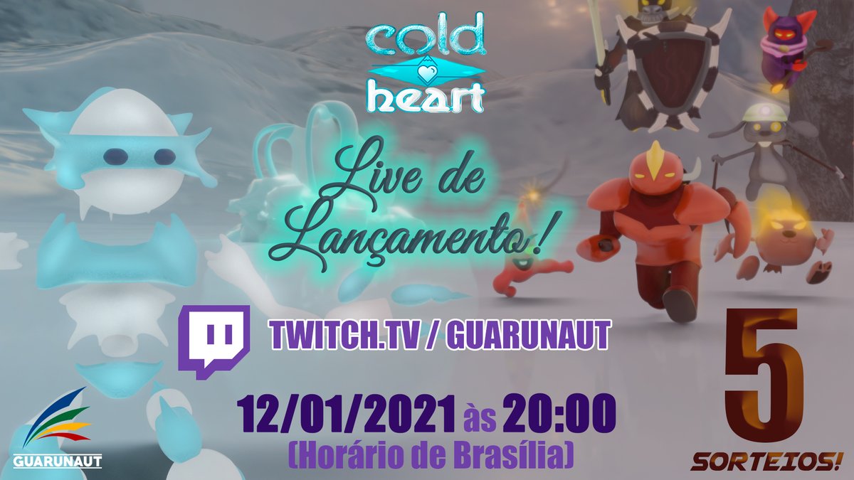 guarunaut's tweet photo. Cold Heart será lançado mundialmente na próxima terça-feira, e faremos uma live especial no mesmo dia as 20:00 Hrs para mostrar o jogo desde o início, tirar dúvidas e realizar 5 SORTEIOS de itens dentro do jogo!!

Nos siga na twitch em: https://t.co/DQoPi58XGG https://t.co/1FGuI0Kmqz