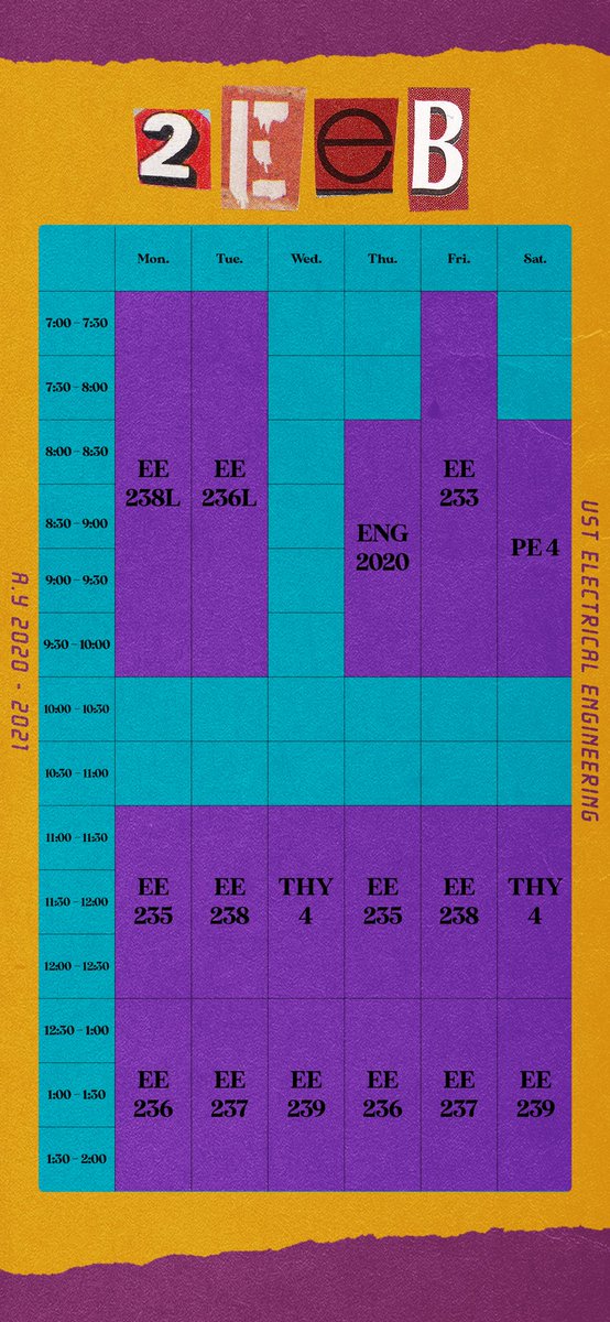 USTEEC's tweet photo. Heads up mga ka EE, here are the following schedule for the 2nd semester of the Academic Year 2020-2021.
π: Elaijah Gerbise
#EECInterconnected
#VirtualCircuit https://t.co/tXrOzNYzsn