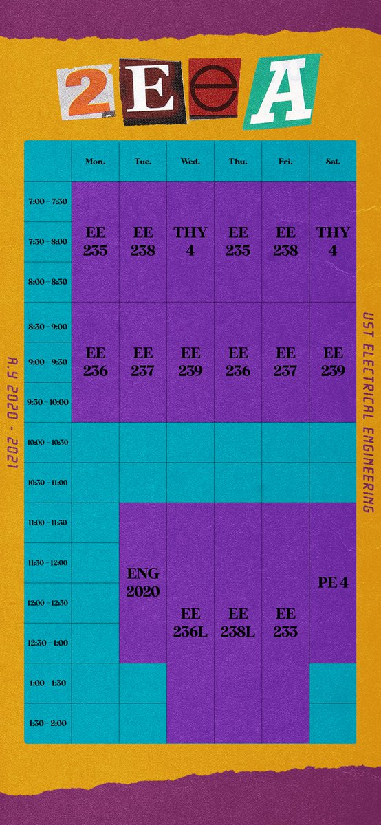 USTEEC's tweet photo. Heads up mga ka EE, here are the following schedule for the 2nd semester of the Academic Year 2020-2021.
π: Elaijah Gerbise
#EECInterconnected
#VirtualCircuit https://t.co/tXrOzNYzsn