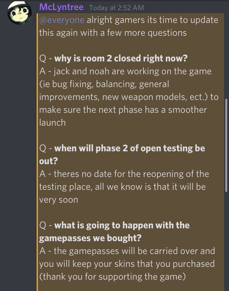 Roblox_RTC's tweet image. NEWS: Room 2’s team has released another FAQ Forum to answer questions such as release date, and much more. Read here: