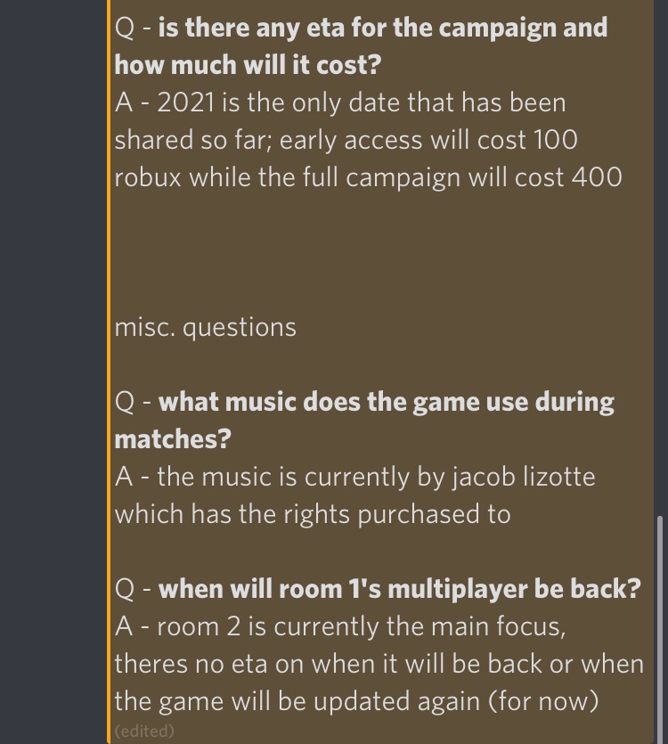 Roblox_RTC's tweet image. NEWS: Room 2’s team has released another FAQ Forum to answer questions such as release date, and much more. Read here: