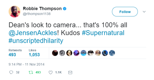 [tweeted after 10.05 "fan fiction" aired]