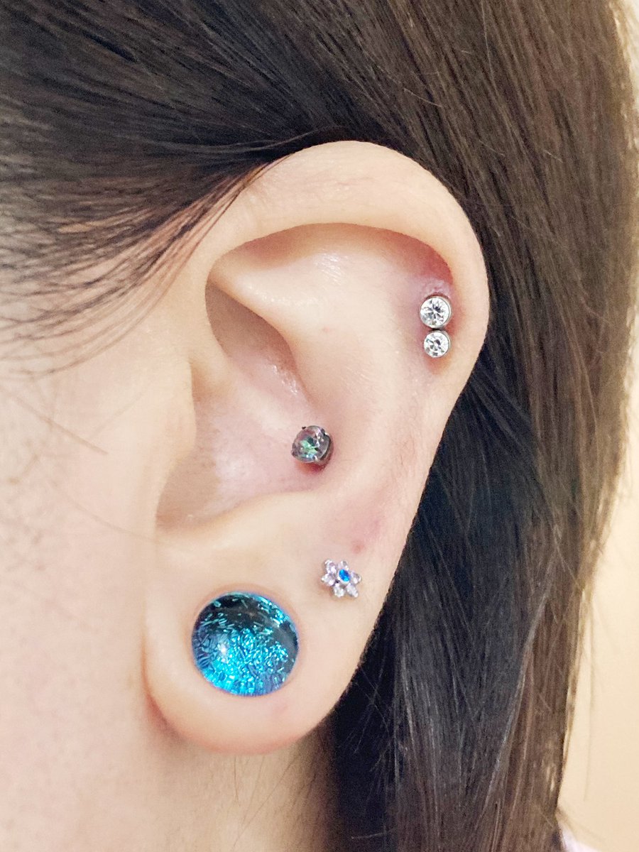 Mic ピアス好き 右耳 ロブ0g 14g 14g アンテナヘリックス14g 左耳 ロブ0g 14g インナーコンク14g ヘリックス14g ボディピアス好き アナトメタル ゴリラグラスが好き ボディピアスや拡張ピアスをしている耳を見るのも好き