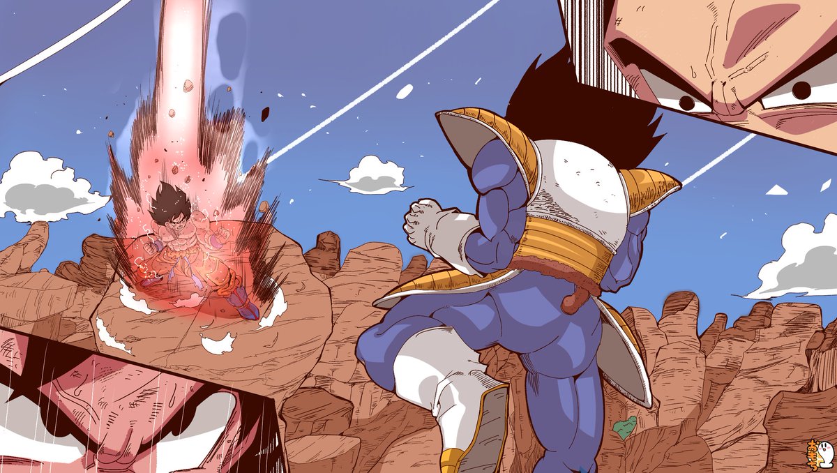 ドラゴンボール 悟空vsベジータ 界王拳っっ ドラゴンボール イラスト きなこもち サブ垢のイラスト