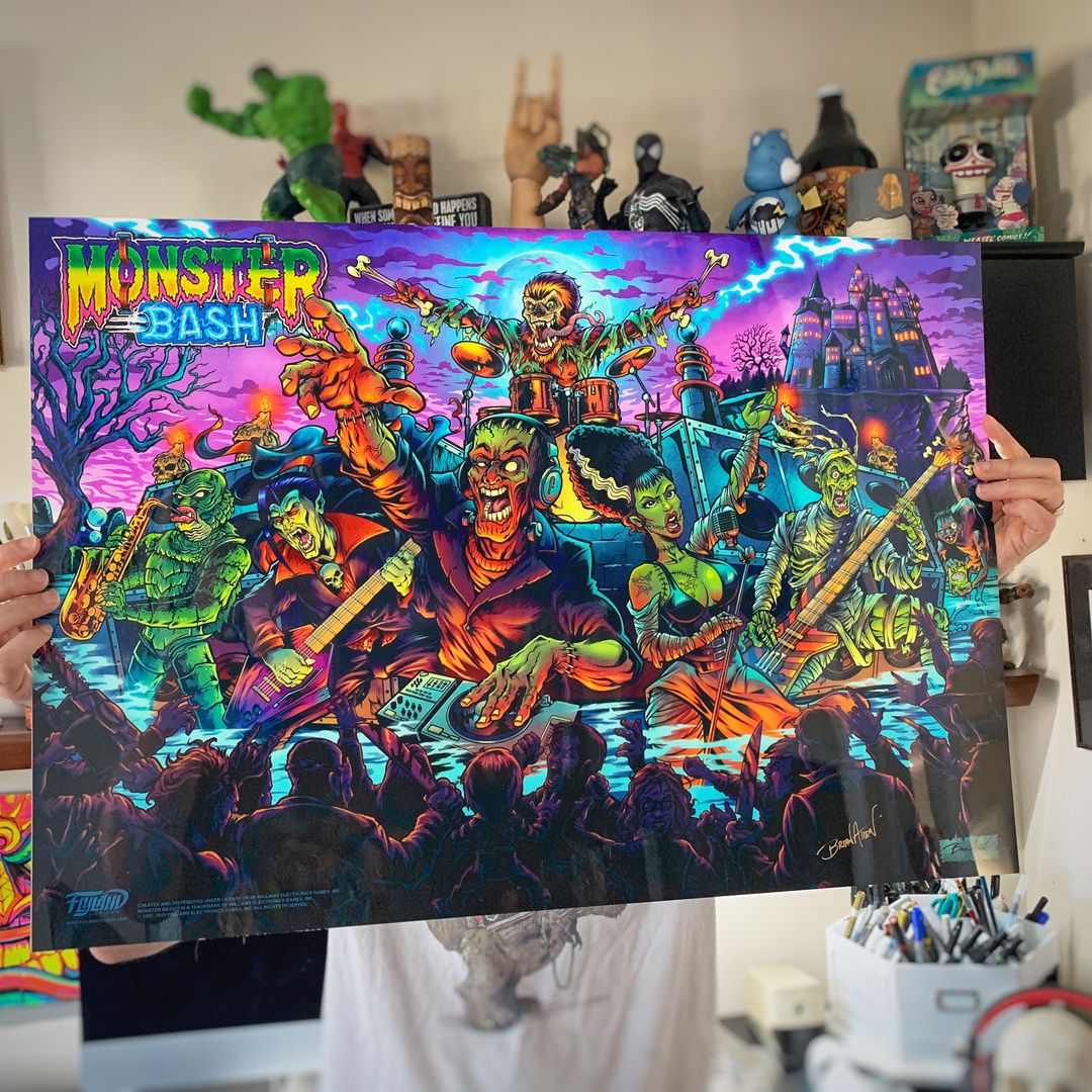 flylanddesigns's tweet photo. My Monster Bash alternative backglass is now available on a flexible Translite that will fit in the machine or in a lightbox.
Officially licensed from Williams/Bally.
#monsterbash #williamsbally #translite #pinballart #pinballartwork #pinball #pinballmachine #playfield #backglass https://t.co/rDq7nMX1YK