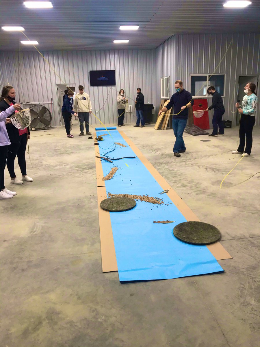 rylynsmall's tweet photo. In Conservation and Wildlife we learned about stream anatomy and structure by discussing where the fish will position themselves in the river. I even wore my trout mask for the occasion. Can’t wait to get these students in the water. #learningbydoing #flylikeanEPeagle #TeachAg https://t.co/hWJLO3uSDn